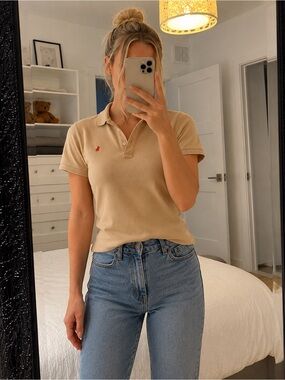 Burberry Beige Polo Top - Women's Classic Short Sleeve
